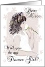 Dear Niece-Will you be my flower girl? -Digital painting of young girl. card