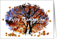Happy Thanksgiving! Autumn Colors/Tree with falling leaves card