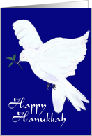 Happy Hanukkah-White Peace Dove with Olive Branch card