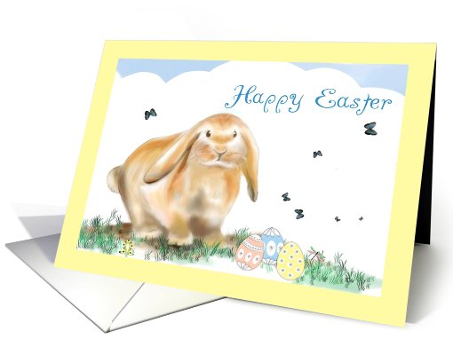 Happy Easter- Painted Bunny and Easter Eggs card (590617)