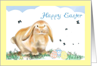 Happy Easter- Painted Bunny and Easter Eggs card