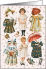 Vintage Paper Doll Set with Dresses Matching Hats All Occasion blank card