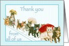 Kitties Walking Together a Group Vintage All Occasion Thank You card