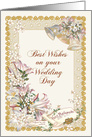 Lilies Wedding Bells Orange Blossoms Ornate Vintage Wedding Day card