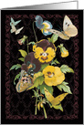 Pansies & Butterflies Blank Floral Note Card