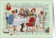 Little Girls sharing a Tea Party with her Best Friends Blank Note card