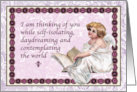 Thinking of you in self-isolation Coronavirus Daydreaming Angel card