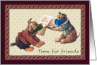 Friendship and Learning in Covid 19 Masks Two Puppies Sharing a Book card