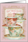 Get Well from Covid 19 with Ornate Teacups and Roses card