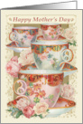 Happy Mother’s Day with Vintage Ornate Teacups and Roses card