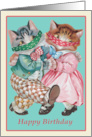 Happy Birthday Dancing Kitties with their Protected Masks card