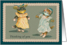 Thinking of you Vintage Kitties Jumping Rope in Coronavirus mask card