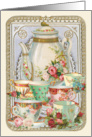 Vintage Teapot Teacups or Coffee Cups Blank Note card