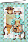 Missing You Vintage Cow Couple with Covid19 Masks card