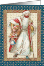 Vintage Gift Bringing Santa with Toys Wearing a Protective Mask card