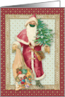 Vintage Santa with Toys Wearing a Protective Mask card