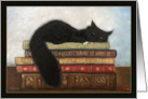 Napping Kitty on Antique Books Original Oil Painting Blank Note card