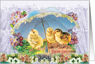 Three Easter Chicks Greeted Card