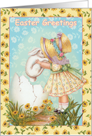 Surprise Bunny for a Little Girl in her Easter Bonnet card