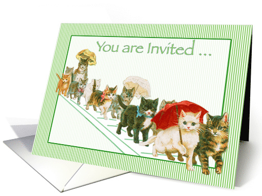 Kitties Walking Together a Group Vintage All Occasion Invitation card