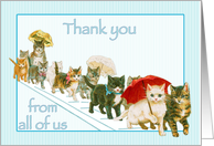 Kitties Walking Together a Group Vintage All Occasion Thank You card