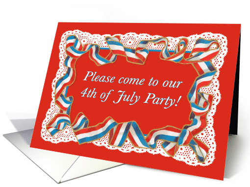 4th of July Patriotic Ribbon on White Lace Vintage Party... (1481330)