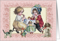 Tea Party with her Best Friend and Dollies Blank Note card