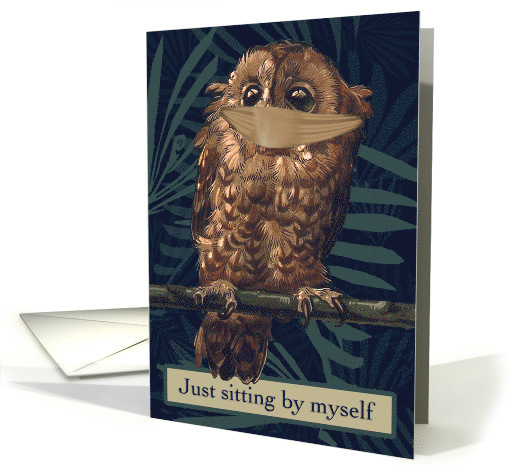 Isolated Masked Owl and Thinking of Family and Friends card (1642610)