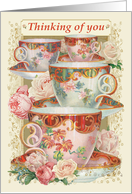 Thinking of You with Ornate Teacups and Roses Coronavirus card