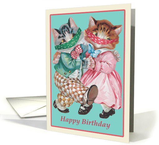 Happy Birthday Dancing Kitties with their Protected Masks card