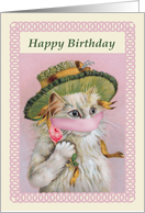 Happy Birthday Kittty with her protected Coronavirus Covid 19 masks card