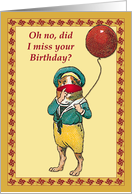 Belated Birthday Vintage Guinea Pig with Coronavirus mask card