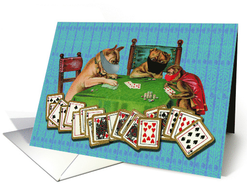Vintage Missing You Dogs and Monkey Card Players in... (1651954)