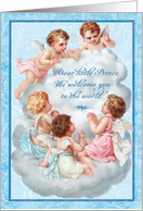 Vintage Cherubs Welcome of Little Prince Baby Boy card