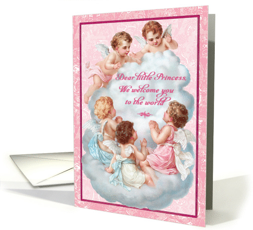 Vintage Cherubs Welcome of Little Princess Baby Girl card (1652036)