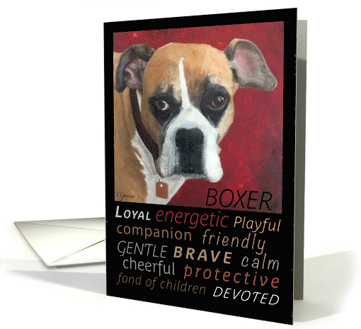 Boxer Dog Original Oil Painting Blank Note card (1654122)