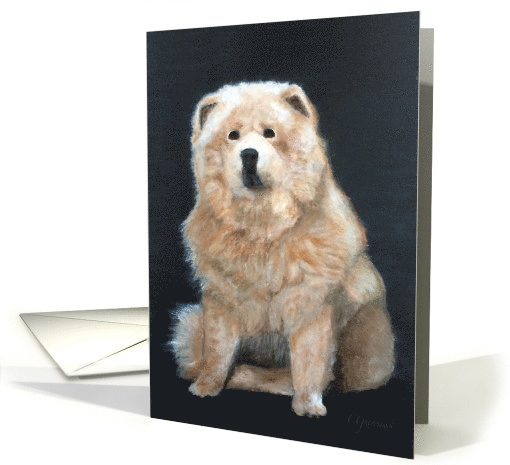 Chow Chow Dog Original Oil Painting Blank Note card (1654308)