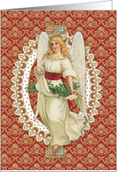 Angel with Holiday Greenery card