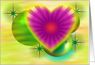 Pink Heart & Green Orbs card