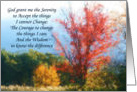 Colorful Autumn Trees Serenity Prayer Inspirational Card