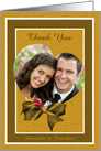 Heart Shaped Frame On Gold Wedding Thank You Photo Card