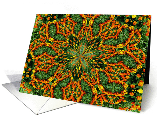 Marigolds Digital Art Kaleidoscope Flower Photo Blank Note card