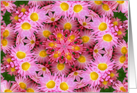Pink Daisies Digital Art Kaleidoscope Flower Photo Blank Note Card