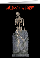Halloween Party Invitation Skeleton Tombstone card