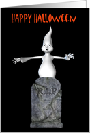 Halloween Ghost Tombstone Funny Card