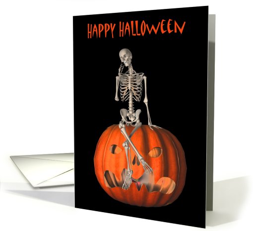 Halloween Skeleton Jack O Lantern Funny card (484529)