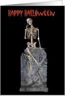 Halloween Skeleton Tombstone Funny Card