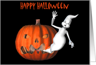 Halloween Ghost Jack O Lantern Funny Card