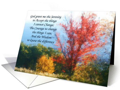 Colorful Autumn Trees Serenity Prayer Inspirational card (890118)