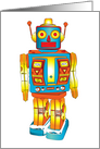 Brightly coloured retro robot card